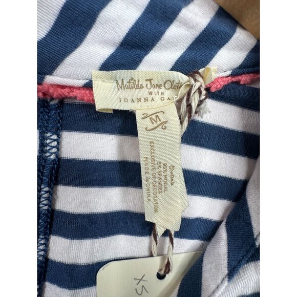 New Matilda Jane Striped "In Town" Jumpsuit size Medium AS IS Blue/White - Picture 2 of 9